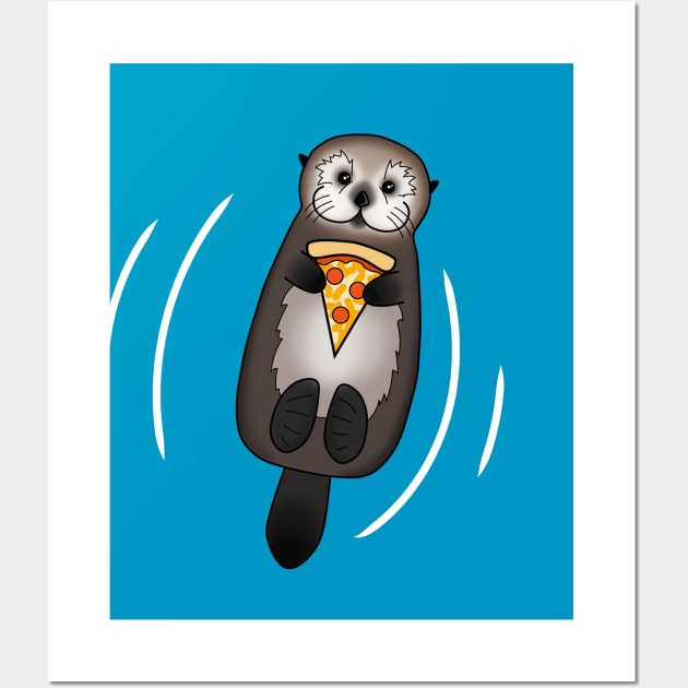 Otter with Pizza Wall Art by prettyinink